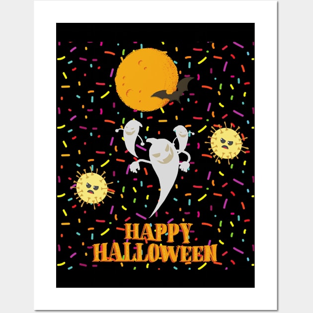 Happy Halloween Candy Rain Wall Art by Kiyiya Designs